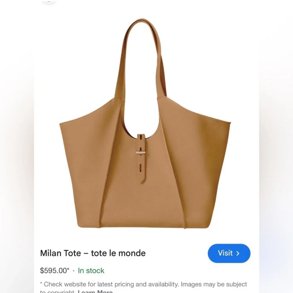Tote Le Monde “Milan Tote” Genuine Leather Shoulder strap Bag - Grey - One Size